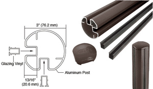 CRL Matte Bronze AWS 3" Diameter Round 90 Degree  48" Corner Post Kit