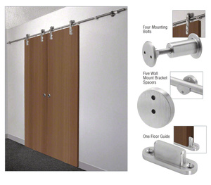 CRL 316 Brushed Stainless Laguna Sliding Door Hardware Adaptor Kit for Wood Doors