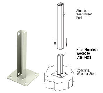 CRL Oyster White AWS Steel Stanchion for 180 Degree Round or Rectangular Center or End Posts