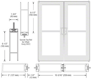 CRL-U.S. Aluminum White KYNAR® Paint Custom Pair Series 550 Wide Stile Offset Pivot Entrance Doors For Panics and Overhead Concealed Door Closers