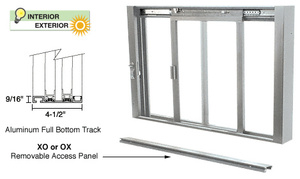 CRL Satin Anodized Self-Closing Deluxe Sliding Service Windows with Aluminum Full Bottom Track