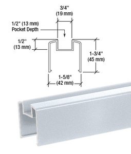 CRL Clear Anodized 200, 300, 350, and 400 Series Bottom Rail for Glass 241" Long