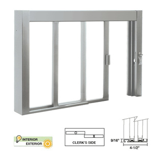 CRL Standard Size Self-Closing Deluxe Service Window Unglazed with Half-Track