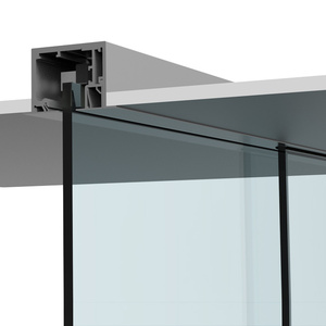 CRL 695 Series Satin Anodized Drop Ceiling Mount Sliding Door Kit with Softbrake Braking System with Fixed Panel
