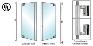 CRL-Blumcraft® Polished Stainless Left Hand Reverse Glass Mount 'F' Exterior Top and Bottom Secured Deadbolt Handle