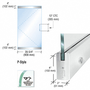 CRL Dry Glazed Frameless Glass 3'-0" P-Style Polished Stainless Single Door Only Kit - with Lock