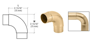 CRL Polished Brass EZ Radius 90 Degree Corner for 2" Tubing