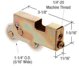 CRL Roulettes en tandem à roulement à billes pour porte coulissante en verre, 32 mm (1-1/4 po), boîtier de 17,5 mm (11/16 po) de large, nylon