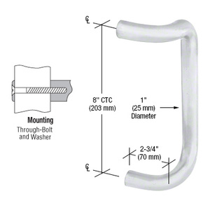 CRL Satin Chrome 8" Single Offset Door Pull