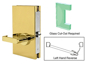 CRL Polished Brass 6" x 10" LHR Center Lock With Deadlatch in Passage Lock Function