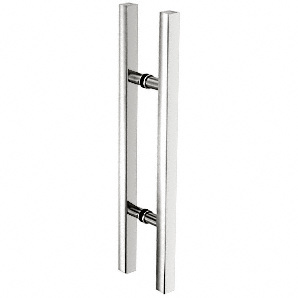 CRL Polished Stainless Glass Mounted Square Ladder Style Pull Handle with Round Mounting Posts - 24" Overall Length