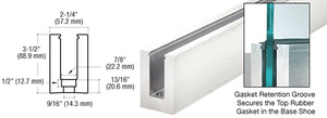 CRL 240" B5L Series Low Profile Square Aluminum Base Shoe Drilled for 1/2" to 5/8" Glass