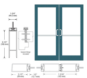 CRL-U.S. Aluminum Custom KYNAR® Paint Custom Pair Series 400 Medium Stile Geared Hinge Entrance Doors for Surface Mount Door Closers