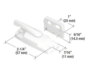 CRL White Sash Lock with 2-1/4" Screw Holes without Lugs