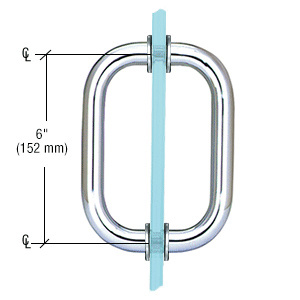 CRL Polished Chrome 6" Back-to-Back Solid Brass 3/4" Diameter Pull Handles with Metal Washers