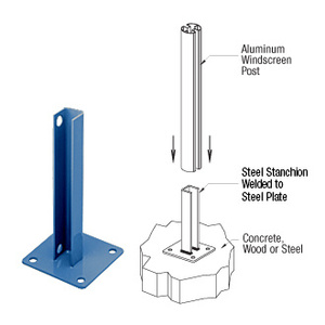 CRL Custom Color AWS Steel Stanchion for 180 Degree Round or Rectangular Center or End Posts