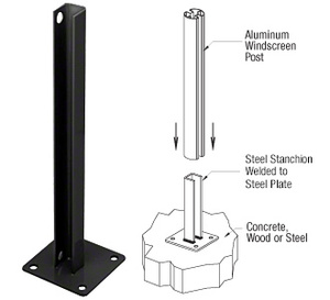 CRL Black AWS Steel Stanchion for 135 Degree Round Center Posts