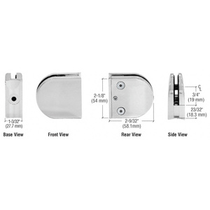 CRL Satin Chrome Z-Series Round Type 2" Radius Base Zinc Clamp for 3/8" Glass