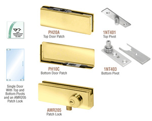 CRL Polished Brass North American Patch Door Kit - With Lock