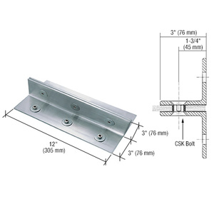 CRL 316 Brushed Stainless 12" Fin Top/Bottom Shoe Fitting for 3/4" Glass