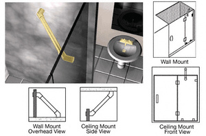 CRL Satin Brass 39" Thru-Glass To Wall/Ceiling Mounted Support Bar
