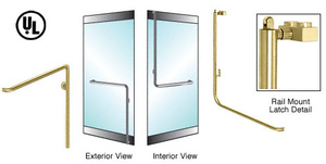 CRL-Blumcraft® Satin Brass Left Hand Reverse Rail Mount Keyed Access 'C' Exterior, Top Securing Panic Handle