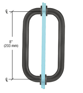 CRL Black 8" Back-to-Back Solid Brass 3/4" Diameter Pull Handles with Metal Washers