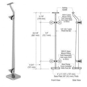 CRL Polished Stainless Right End P5 Series Post Railing Kit