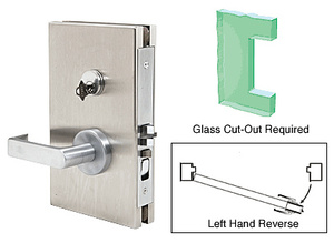CRL Brushed Stainless 6" x 10" LHR Center Lock With Deadlatch in Office Function