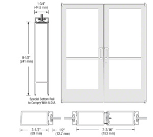 CRL-U.S. Aluminum White KYNAR® Paint Custom Pair Series 400 Medium Stile Offset Pivot Entrance Doors for Surface Mount Door Closers