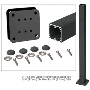 CRL Matte Black 36" Surface Mount Cable Center Post Kit for 200, 300, 350, and 400 Series Rails
