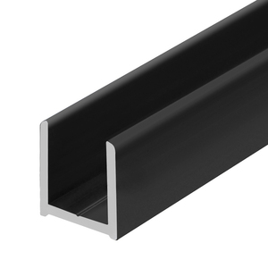 Matte Black 95" (2.49 m) High Profile Aluminum Glazing Channel for 1/2" Glass