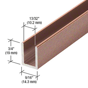 CRL Antique Brushed Copper 3/8" Fixed Panel Shower Door Deep U-Channel - 95"