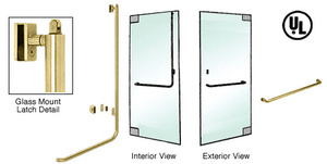 CRL-Blumcraft® Satin Brass Right Hand Reverse Glass Mount Keyed Access "A" Exterior, Top Securing Panic Handle