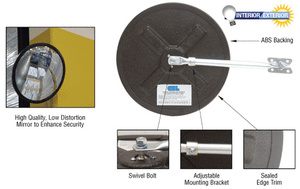 CRL 13" Diameter Circular Heavy-Duty Clear Plexiglas Convex Mirror