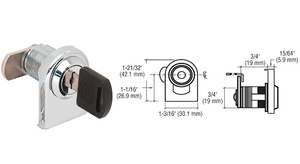 CRL Chrome Keyed Alike Lock for Cabinet Swinging Glass Door LK30KA