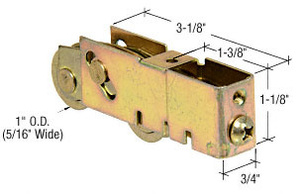 CRL 1" Tandem Steel Ball Bearing Sliding Glass Door Roller with 3/4" Wide Housing