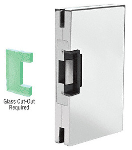 CRL Polished Stainless 6" x 10" RH/LHR Custom Center Lock Glass Keeper with Deadlatch Electric Strike