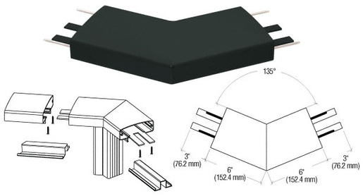 CRL Matte Black 400 Series Top Cap 135º Corner