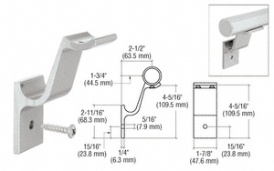 CRL Metallic Silver Quick Connect Aluminum Hand Rail Bracket for 1-1/2" Diameter Tubing