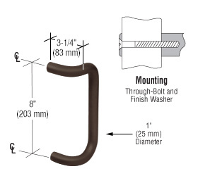 CRL 8" Oil Rubbed Bronze Solid Offset Pull Handle