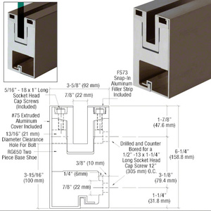 CRL-Blumcraft® Dark Bronze Anodized RG650 Series Two Piece Fascia Mount Base Shoe