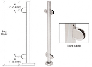 CRL Polished Stainless 42" Steel Round Glass Clamp 180 Degree Center Post Railing Kit