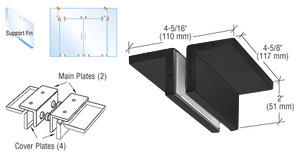 CRL Matte Black Ceiling Mounted Support Fin Bracket Patch Fitting