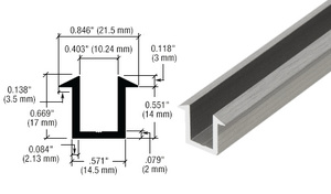 CRL 98" Brite Anodized U-Channel for 3/8" Glass Recess