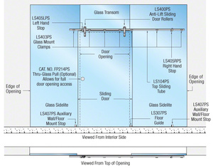 CRL Polished Stainless Laguna Series Single Sliding Door Glass Mount Installation Assembly