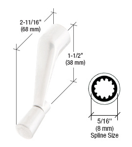 CRL White Casement Operator Handle with 5/16" Spline Size and 2-11/16" Length