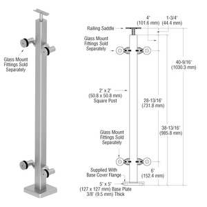 CRL 316 Brushed Stainless Custom P1 Series 180 Degree Center Post Railing Kit