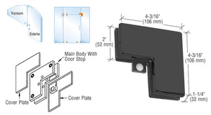 CRL Matte Black Sidelite Mounted Transom Patch With Reversible Door Stop