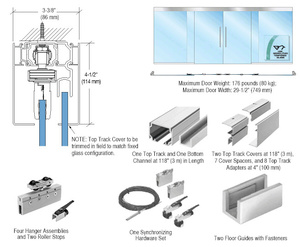 CRL50 Series Bi-Parting with Two Fixed Panels Synchronized Ceiling Mount Kit